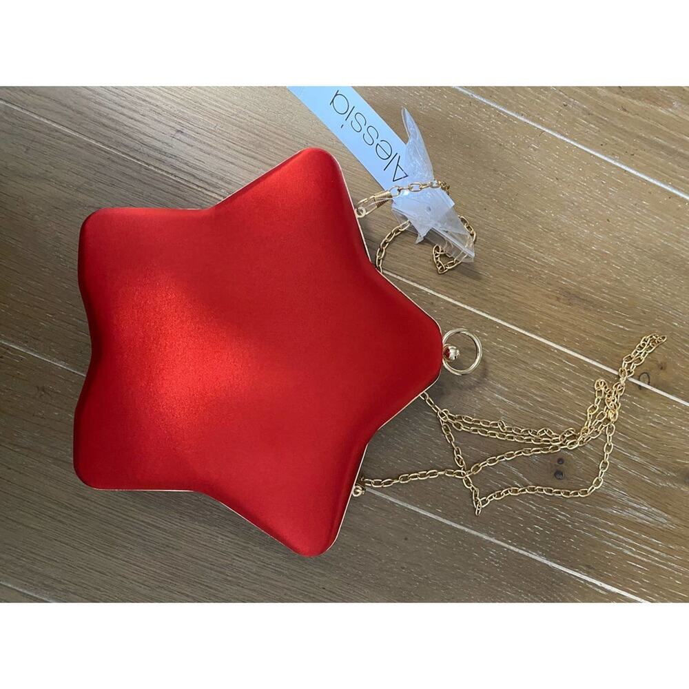 NWT ALESSIA Red rhinestone star purse
